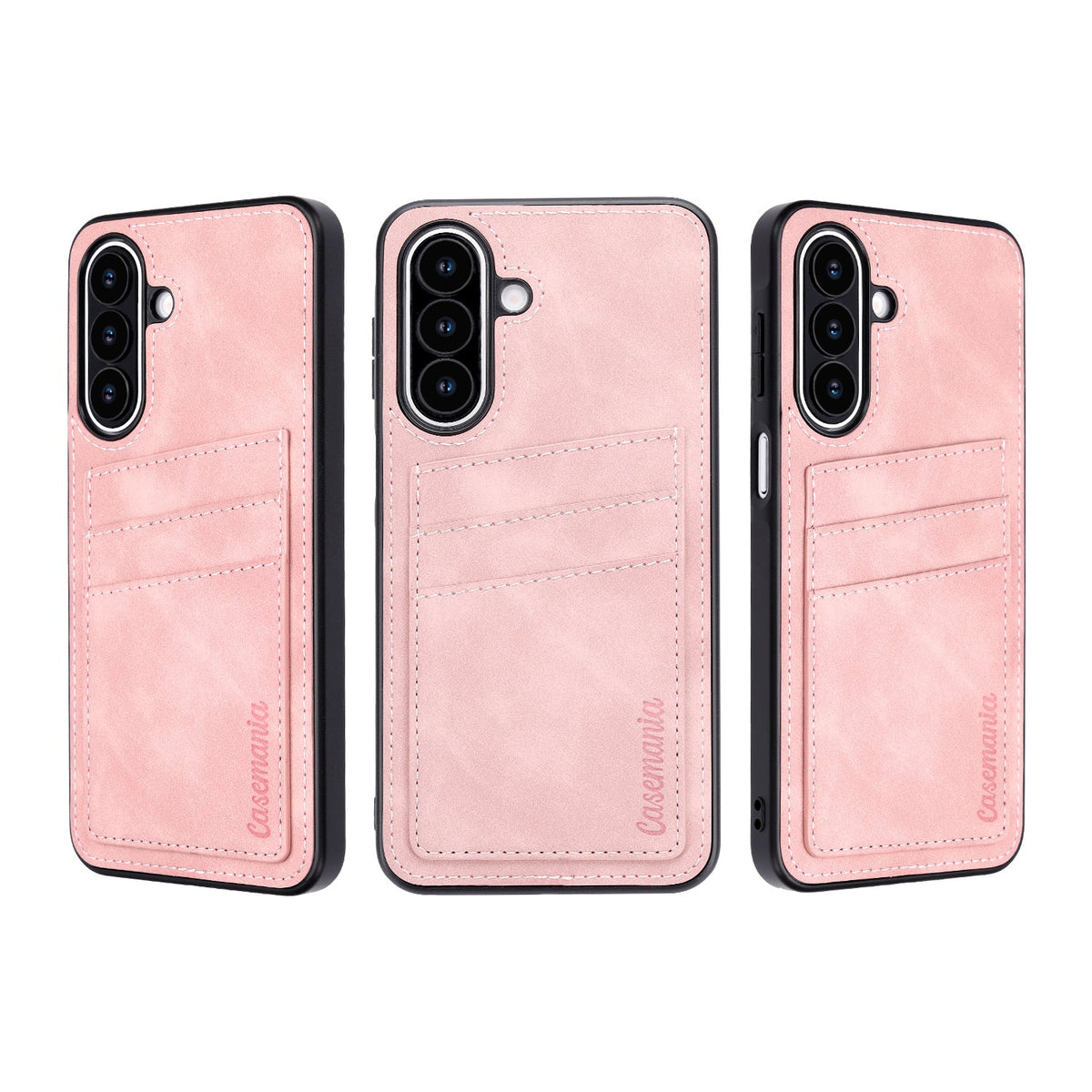 Samsung Galaxy A27 Case - Pale Pink - Faux Leather Back Cover with Card Holder