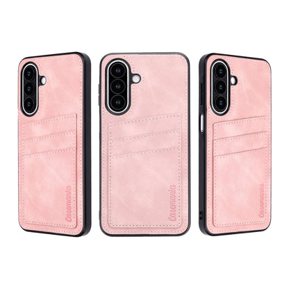 Samsung Galaxy A27 Case - Pale Pink - Faux Leather Back Cover with Card Holder