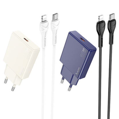 Hoco 30W USB-C Schnellladegerät mit USB-C-Kabel 1m - Weiß