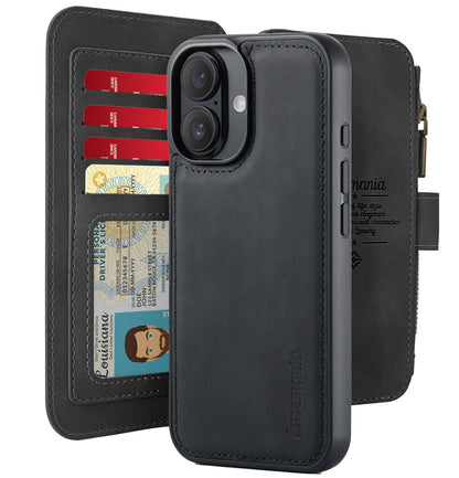 Apple iPhone 16 Plus Case - Charcoal Gray - 2-in-1 Wallet Case with Zipper
