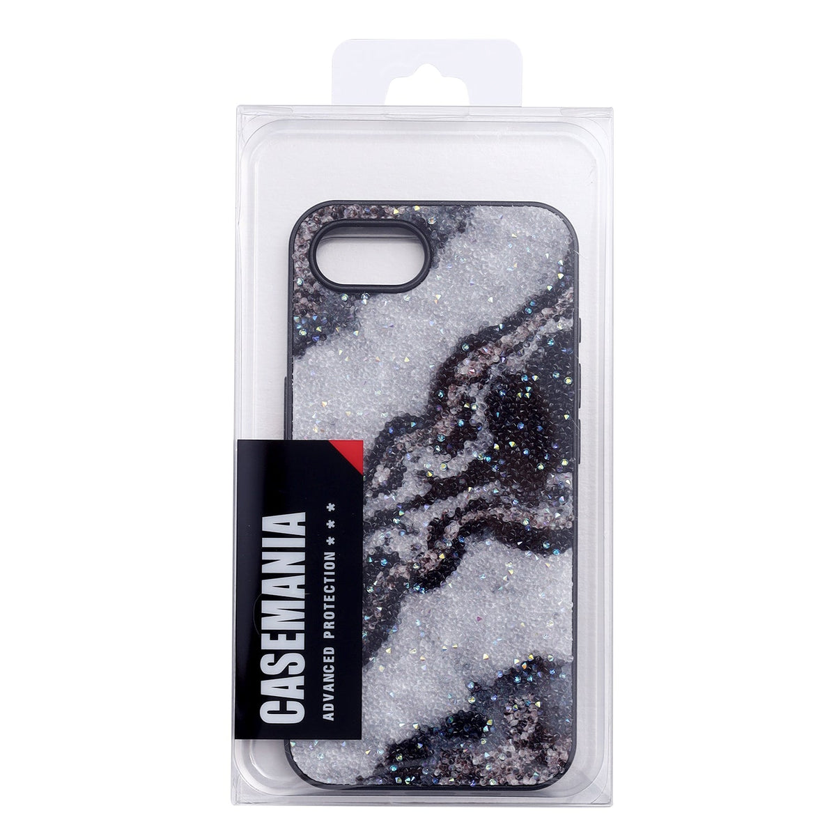Apple iPhone 17e Hoesje - Marmer Zwart - Marmer Diamant Glitter Back Cover