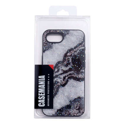 Apple iPhone 17e Hoesje - Marmer Zwart - Marmer Diamant Glitter Back Cover