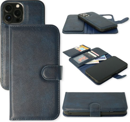 Apple iPhone 11 Hoesje - Blauw - 2 in 1 Bookcase met 10 Kaart Vakken