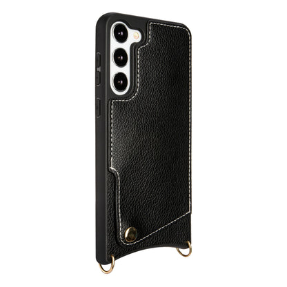 Samsung Galaxy S23 Plus Hoesje - Zwart - Back Cover met Pols Bandje en Telefoonkoord