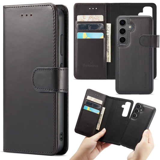 Samsung Galaxy S24 Hoesje - Charcoal Gray - Echt Leren 2 in 1 Bookcase