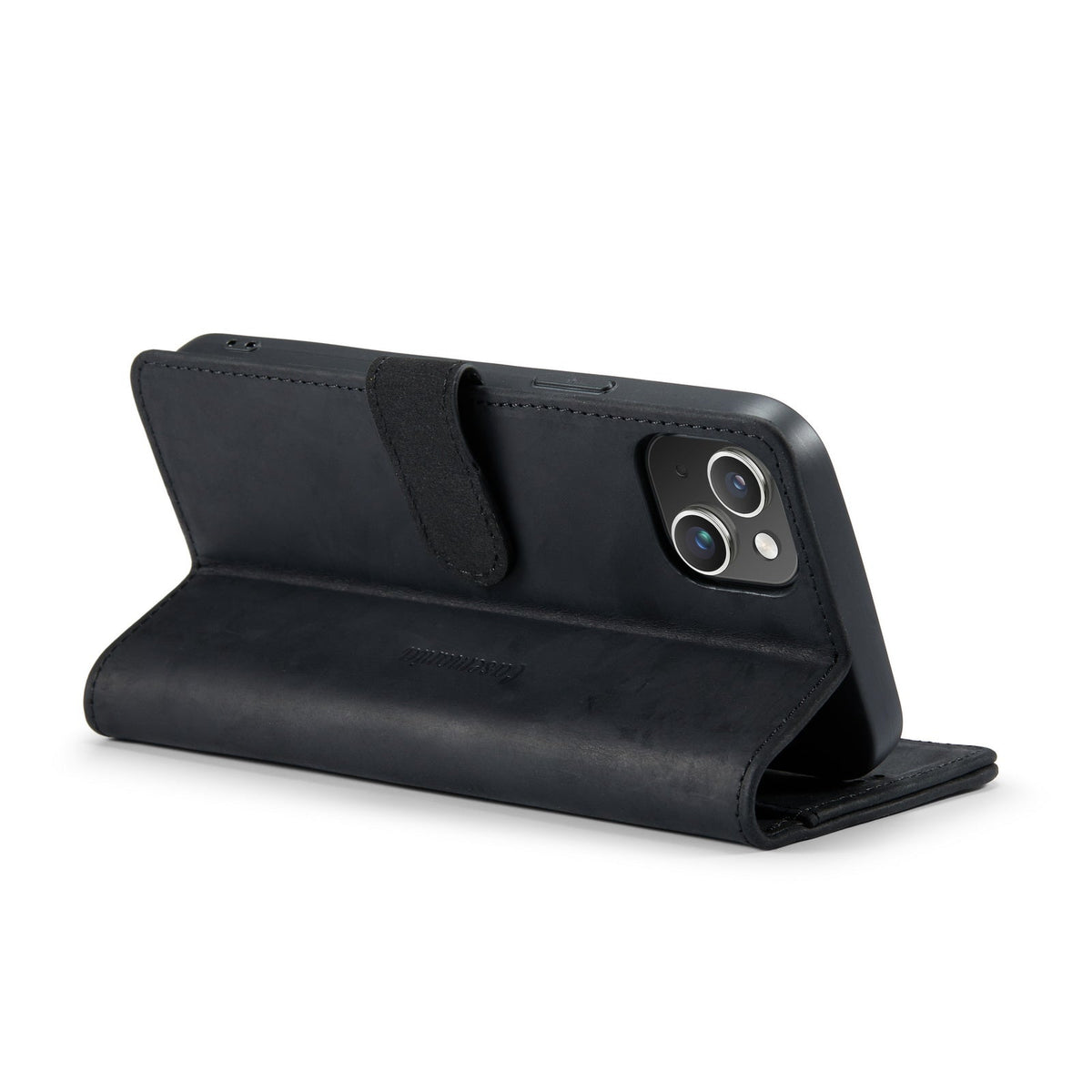 iPhone 14 Case - Black - Genuine Leather Wallet Case