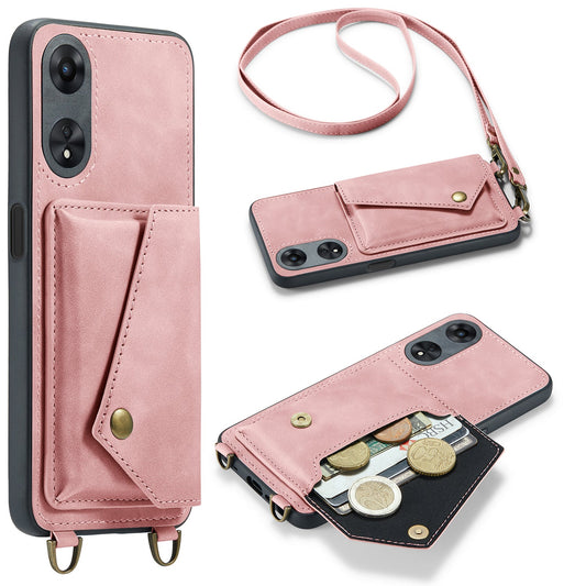 Oppo A98 Hülle - Pale Pink - Luxus-Backcover mit Handykette