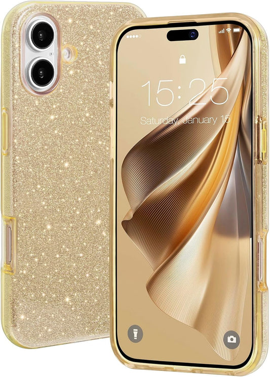 Apple iPhone 16 Hülle - Gold - Glitzer-Backcover