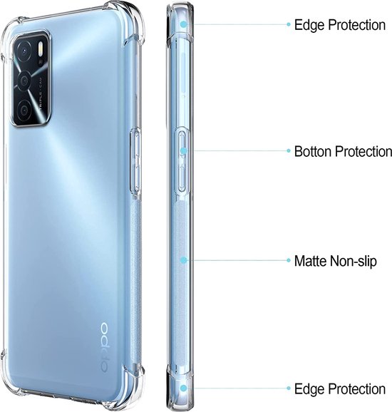 OPPO A16 Case - Clear - Shockproof Hybrid Back Cover