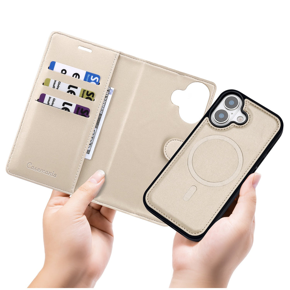 Apple iPhone 17 Hoesje - Gold - 2 in 1 Velvet Bookcase