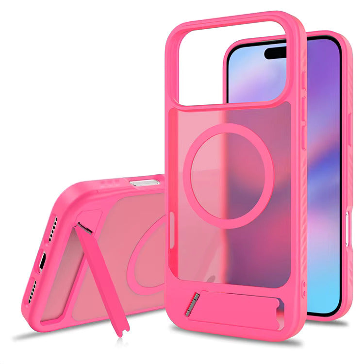 Coque pour Apple iPhone 17 Pro - Rose fluo - Matte Armor MagSafe avec béquille