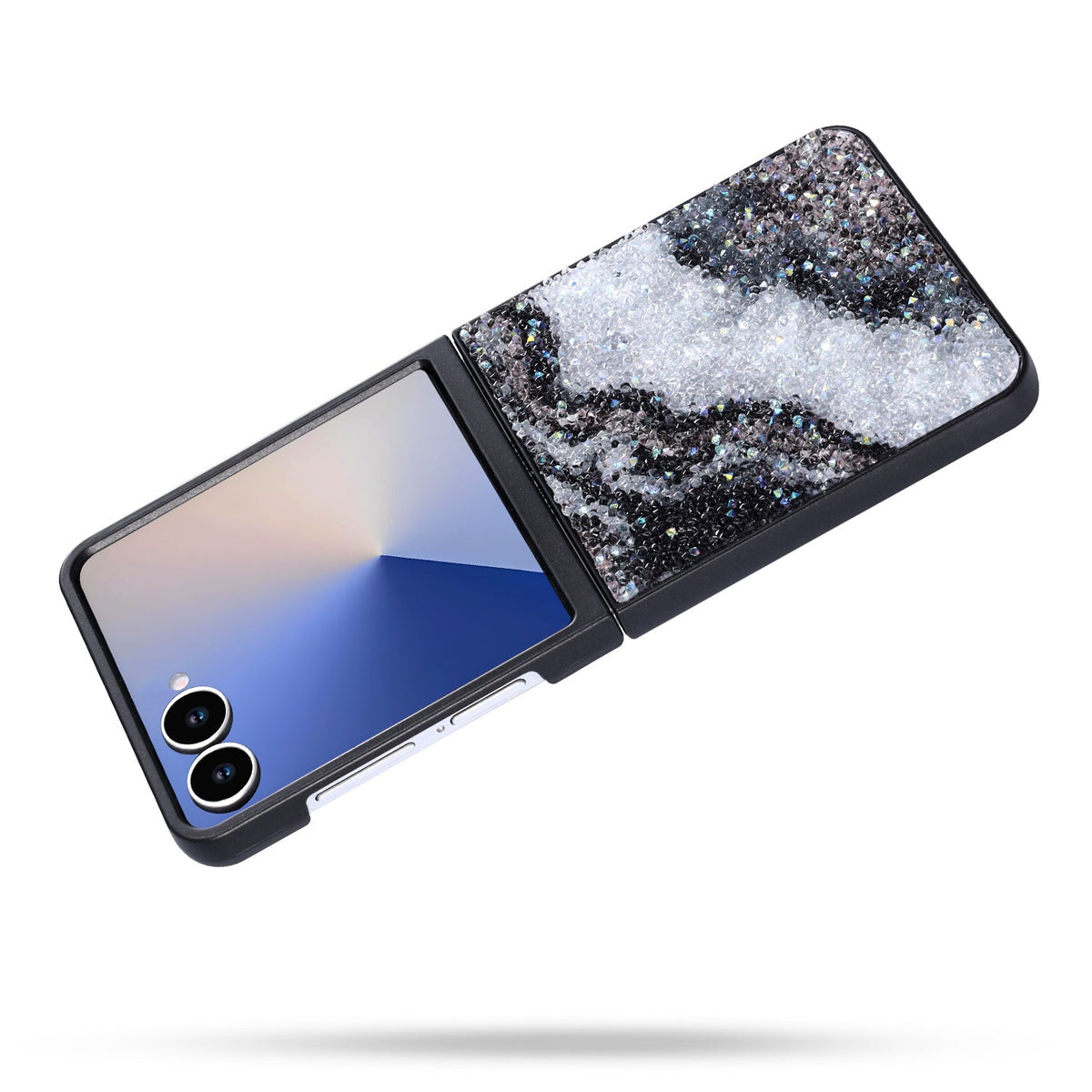 Samsung Galaxy Z Flip 7 Hoesje - Zwart - Diamant Marmer Glitter Back Cover