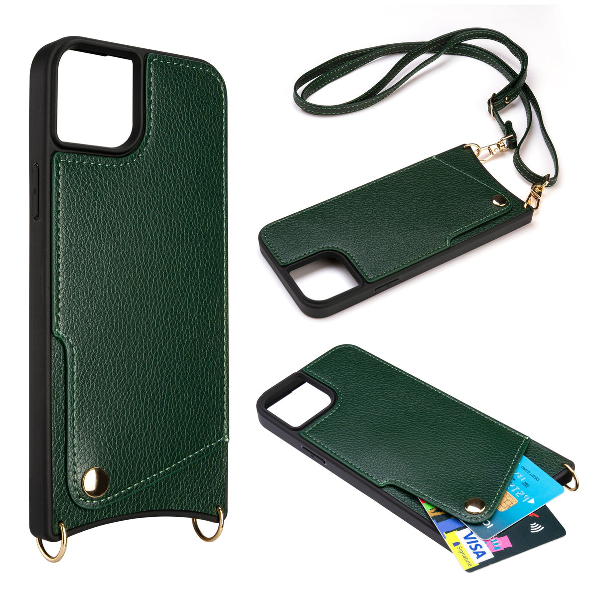 Apple iPhone 15 Plus Case - Green - Back Cover with Wrist Band and Phone Band