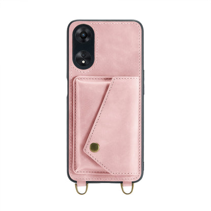 Coque Oppo A98 - Rose pâle - Étui arrière de luxe avec cordon pour téléphone