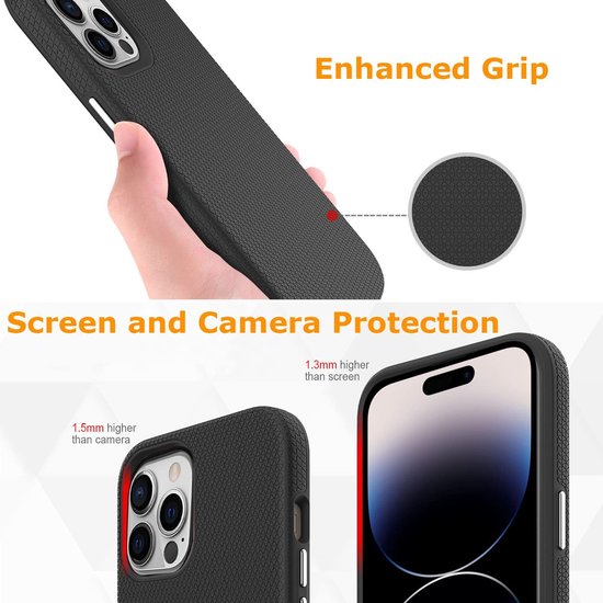 Apple iPhone 14 Pro Hoesje - Zwart - Anti Slip Back Cover