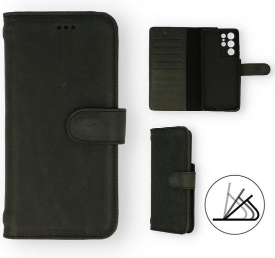 Samsung Galaxy S21 Ultra Case - Black - Genuine Leather Wallet Case