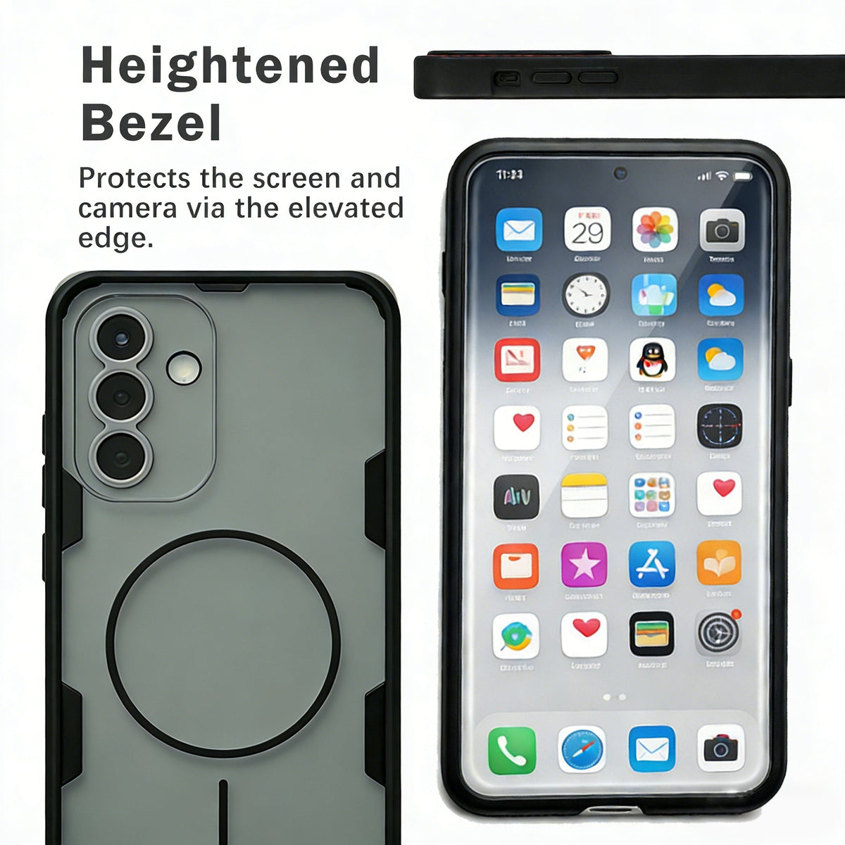 Samsung Galaxy A37 Hoesje - Transparant | Zwart - Frosted Matte Hardcase MagSafe Back Cover