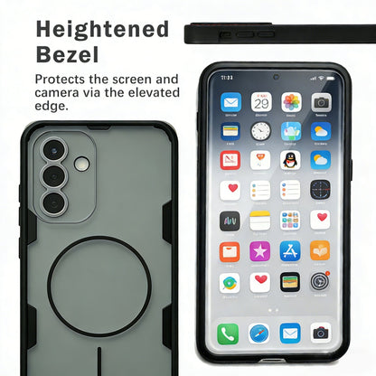 Samsung Galaxy A37 Hoesje - Transparant | Zwart - Frosted Matte Hardcase MagSafe Back Cover