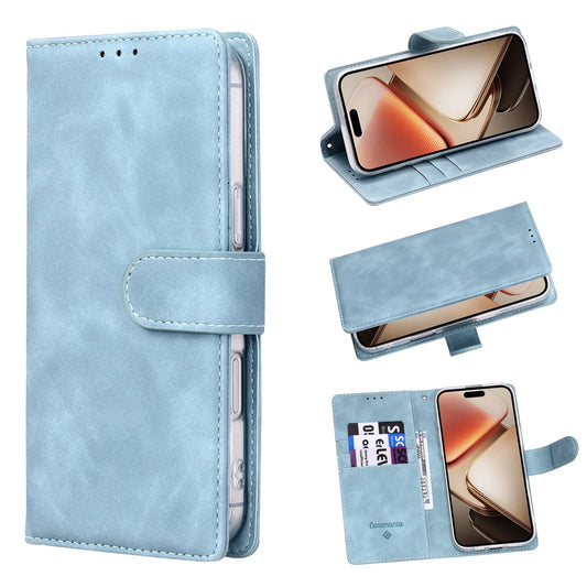 Apple iPhone 16e Hülle - Hellblau - Kunstleder Klapphülle