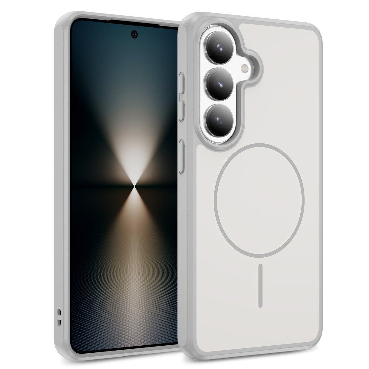 Samsung Galaxy A57 Hoesje - Grijs - Minimalistische Matte Siliconen MagSafe Back Cover