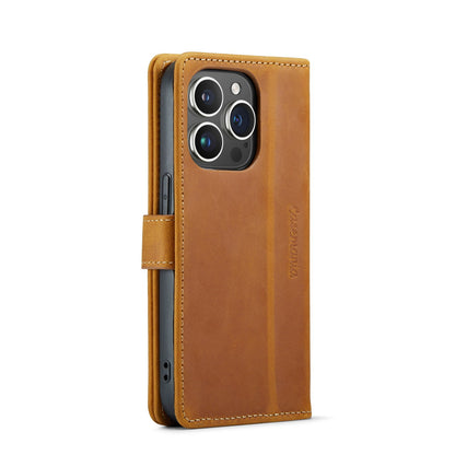 iPhone 14 Pro Hoesje - Bruin - Echt Leren Bookcase