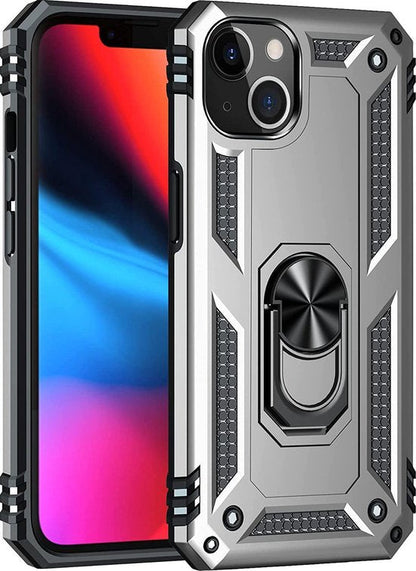 Apple iPhone 13 Hoesje - Grijs - Armor Kickstand Back Cover