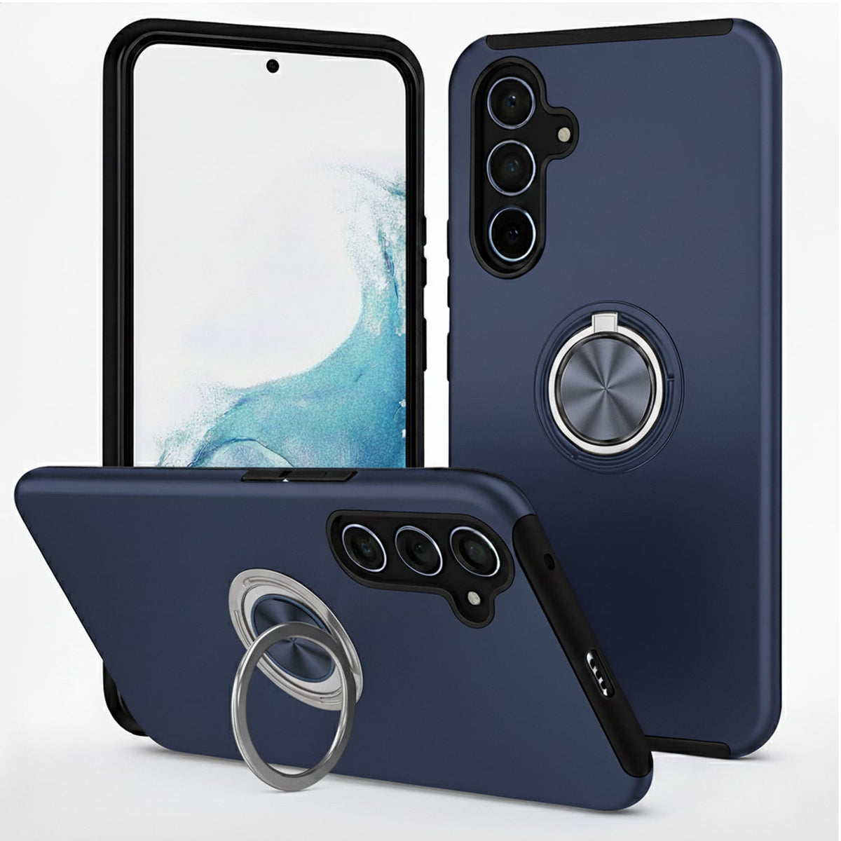 Samsung Galaxy A17 Hülle - Dunkelblau - Armor-Ständer-Backcover