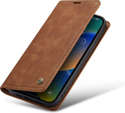 iPhone 14 Hoesje - Sienna Brown - Dunne Bookcase