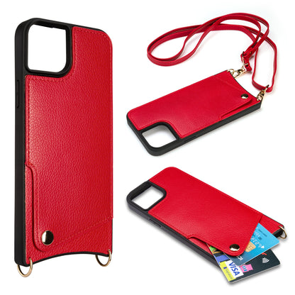 Apple iPhone 15 Hülle - Rot - Backcover mit Handschlaufe und Handykette