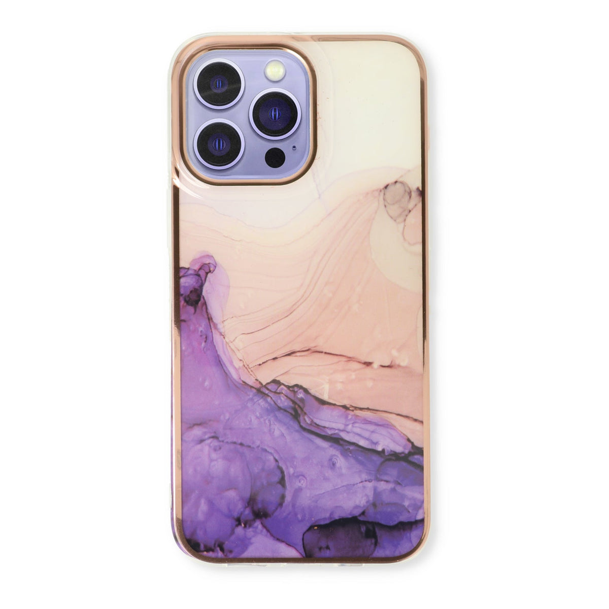 Apple iPhone 15 Pro Hoesje - Paars - Siliconen Marmer Back Cover
