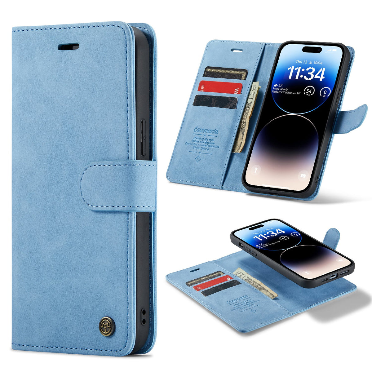 Apple iPhone 15 Pro Max Hoesje - Sky Blue - 2 in 1 Bookcase