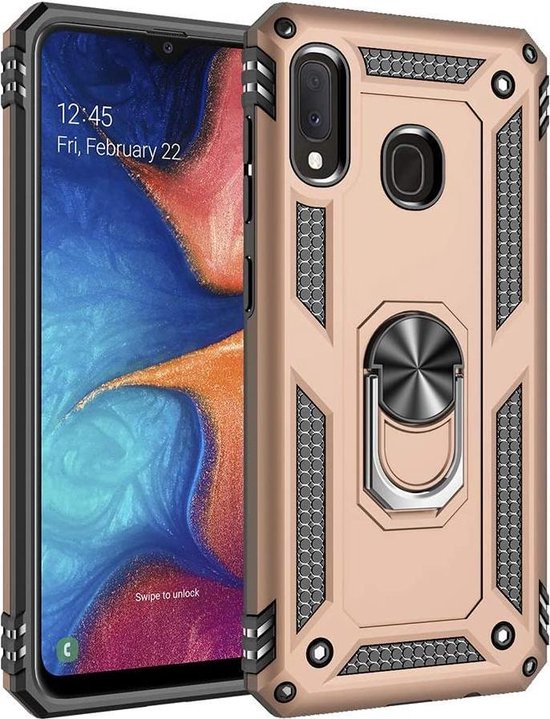 Samsung Galaxy A20e Hoesje - Goud - Armor Kickstand Back Cover