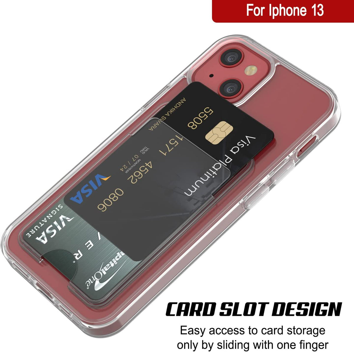 Apple iPhone 13 Case - Clear - Silicone Card Holder Back Cover