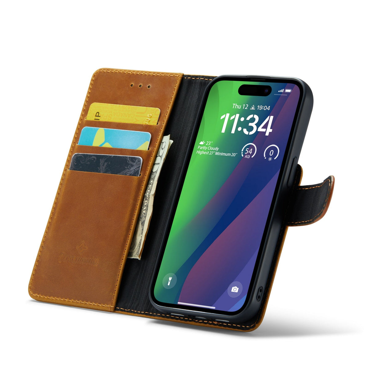 Apple iPhone 15 Plus Hoesje - Sienna Brown - Echt Leren 2 in 1 MagSafe Bookcase