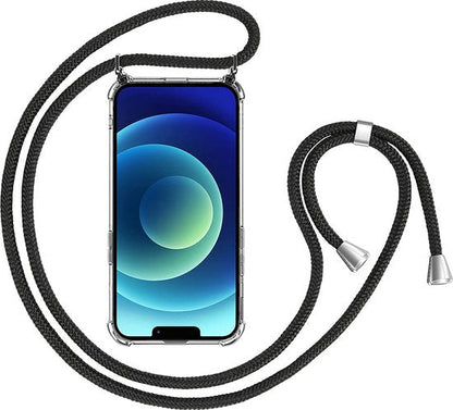 Apple iPhone 14 Plus Hoesje - Transparant - Siliconen Back Cover met Telefoonkoord
