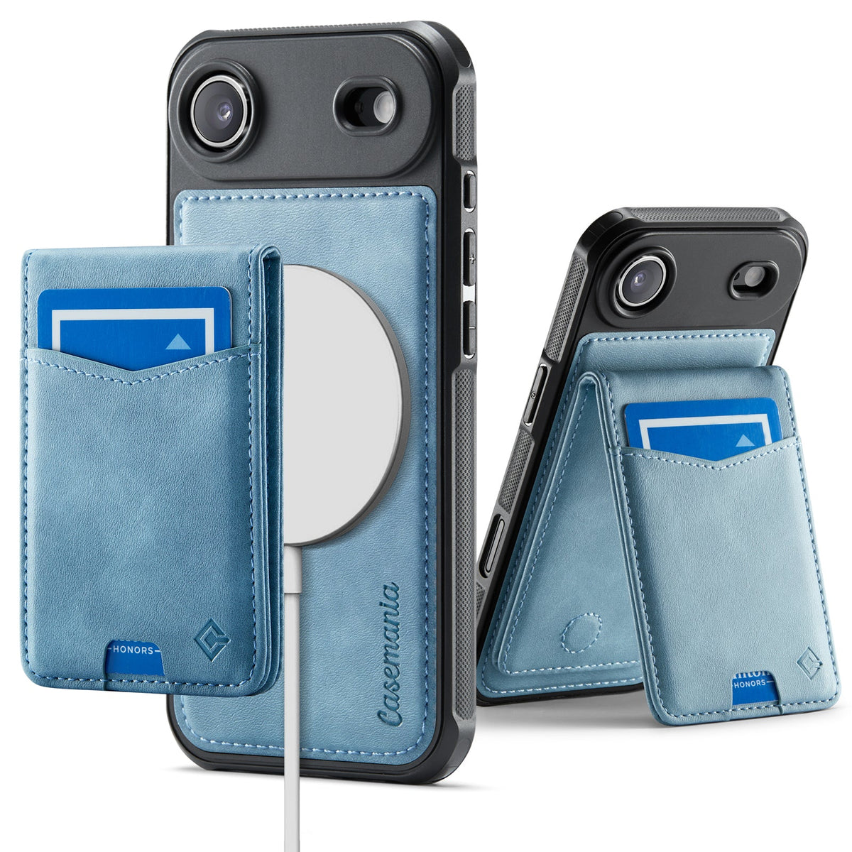 Apple iPhone Air Hoesje - Aqua Blue - MagSafe Back Cover met Pasjeshouder