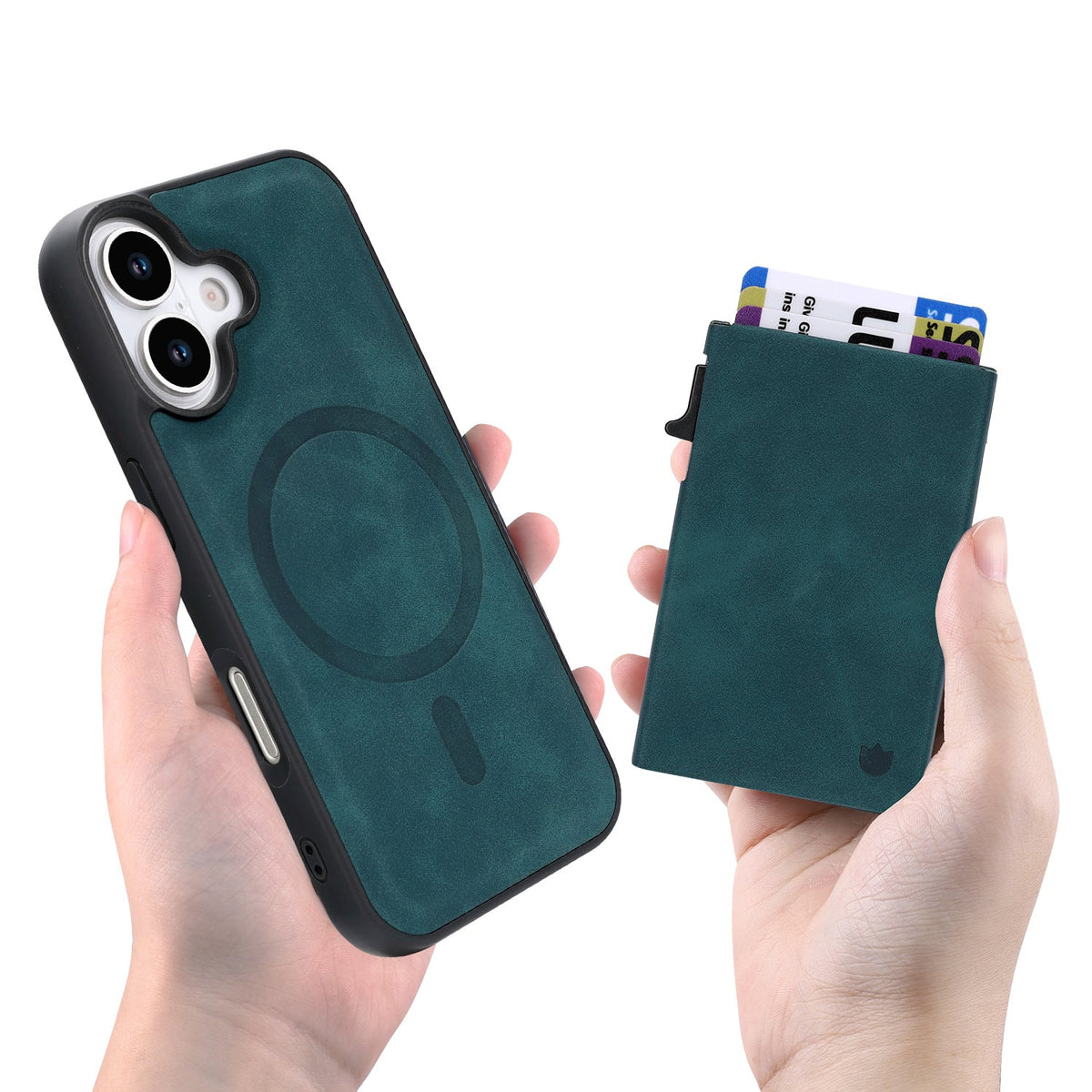 Apple iPhone 17 Hülle - Emerald Green - MagSafe Backcover mit ausziehbarem Kartenfach
