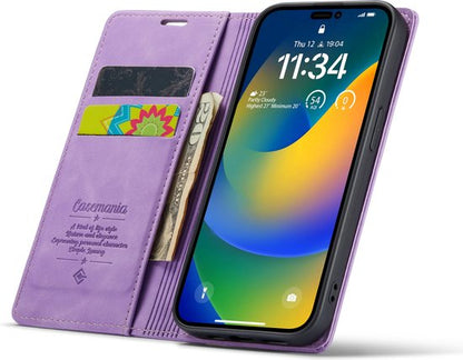 iPhone 14 Pro Hoesje - Bright Lila - Dunne Bookcase