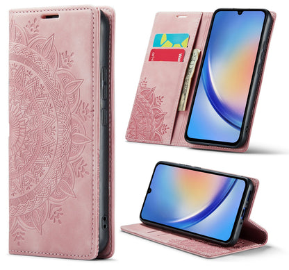 Samsung Galaxy S24 Hoesje - Pale Pink - Mandala Print Dunne Bookcase