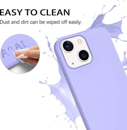 iPhone 14 Hoesje - Paars - Siliconen Back Cover met Telefoonkoord