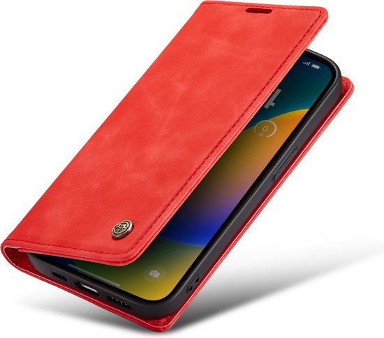Apple iPhone 14 Pro Max Hoesje - Crimson Red - Dunne Bookcase