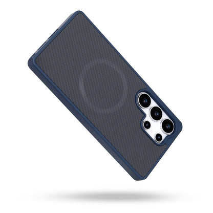 Samsung Galaxy S23 Ultra Hoesje - Blauw - Carbon MagSafe Back Cover