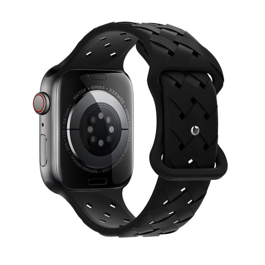 Apple Watch Bandje 44/45/46/49 mm - Hoco Flexible WA16 Siliconen - Zwart
