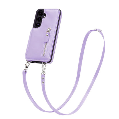 Samsung Galaxy S25 Plus Hoesje - Paars - Luxe Back Cover met Telefoonkoord en Rits