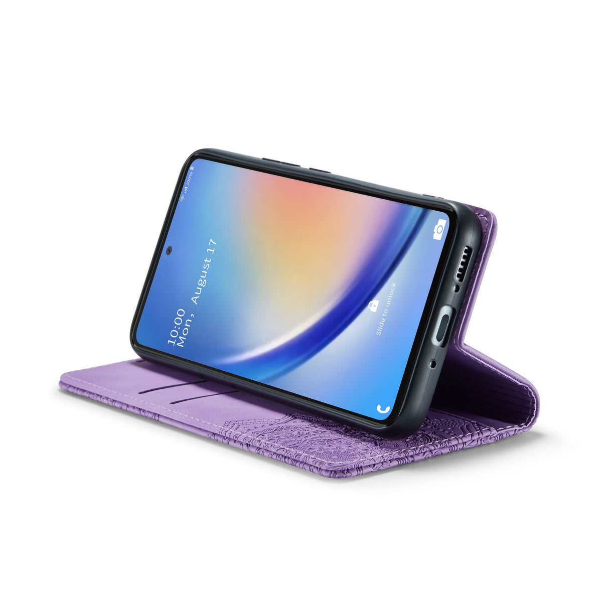 Samsung Galaxy A14 4G Hoesje - Bright Lila - Mandala Dunne Bookcase