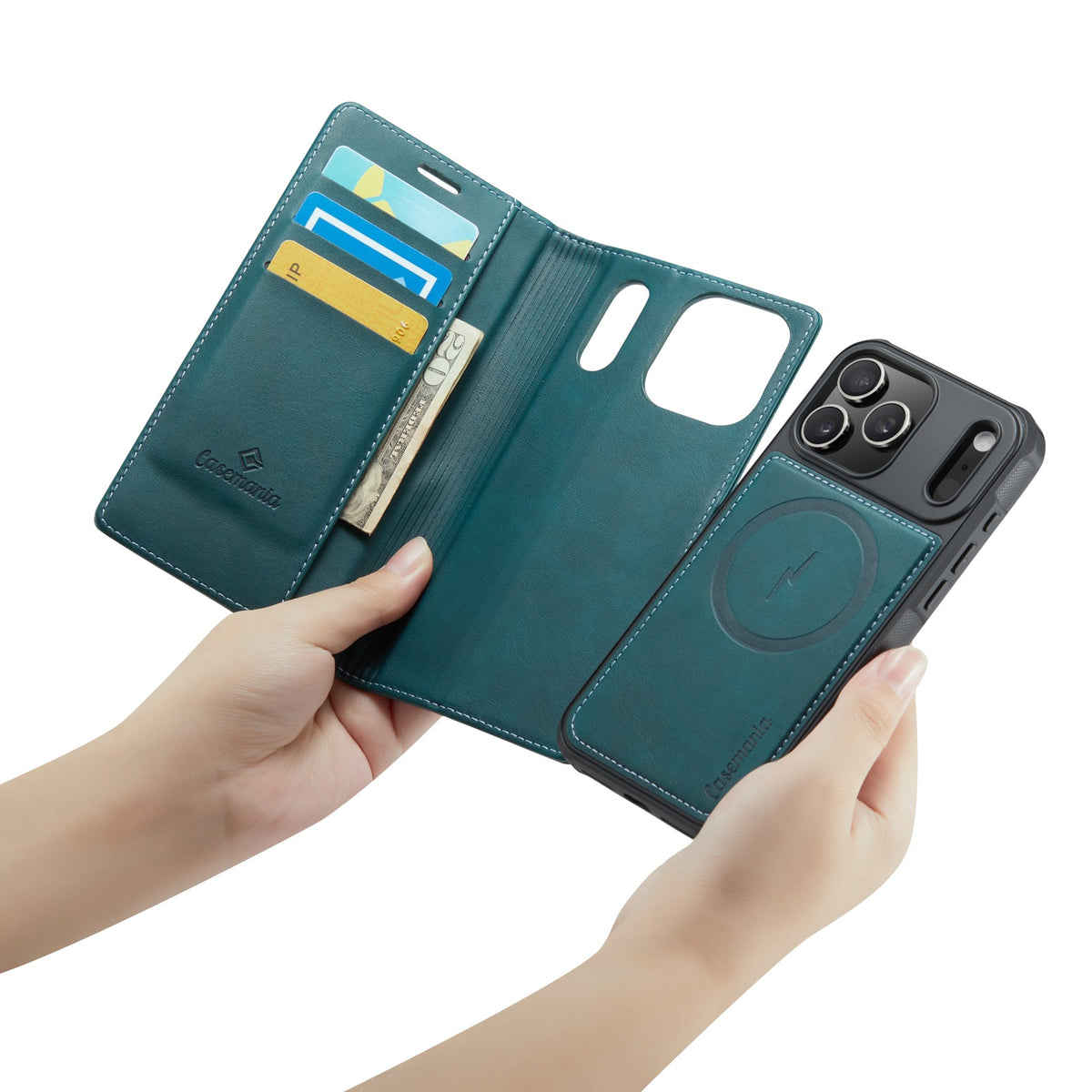 Apple iPhone 17 Pro Hoesje - Emerald Green - Luxe 2 in 1 MagSafe Bookcase