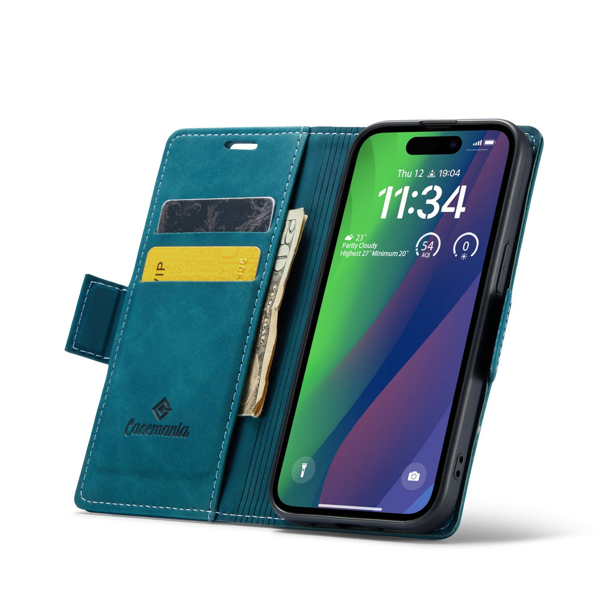 Apple iPhone 15 Plus Hülle - Emerald Green - Portemonnaie-MagSafe-Klapphülle mit Kartenfach