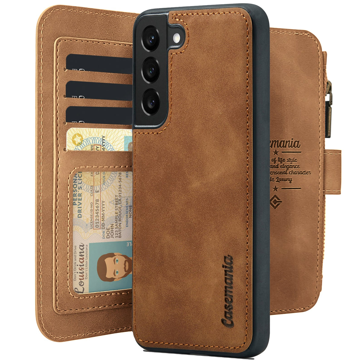 Samsung Galaxy S25 Plus Hülle - Sienna Brown - 2-in-1-Bookcase mit Reißverschluss