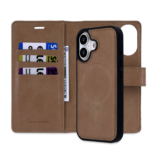 Apple iPhone 17 Hülle - Mocha Brown - 2-in-1 Lederoptik Klapphülle mit Kartenfach