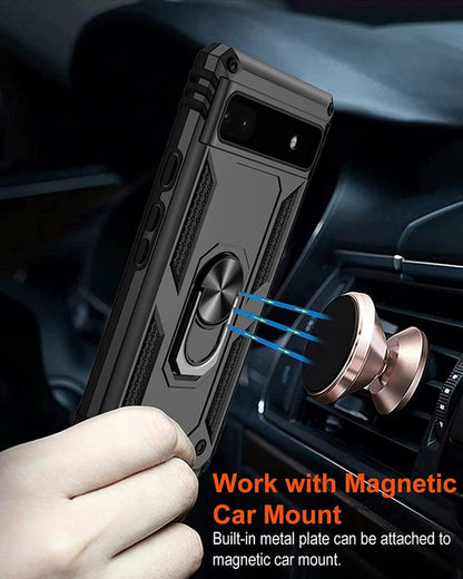 Coque Google Pixel 6A - Noir - Étui arrière avec béquille intégrée